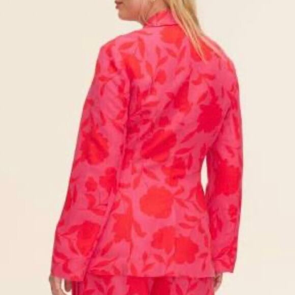KATE SPADE NEW YORK | Classic Rose Blazer Red Pink Floral Bow Button | Large - Picture 2 of 9